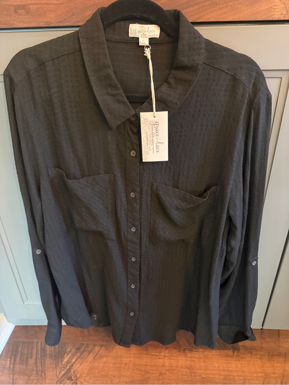 Grace & Lace Melissa’s Favorite Black Button-Up Shirt NWT